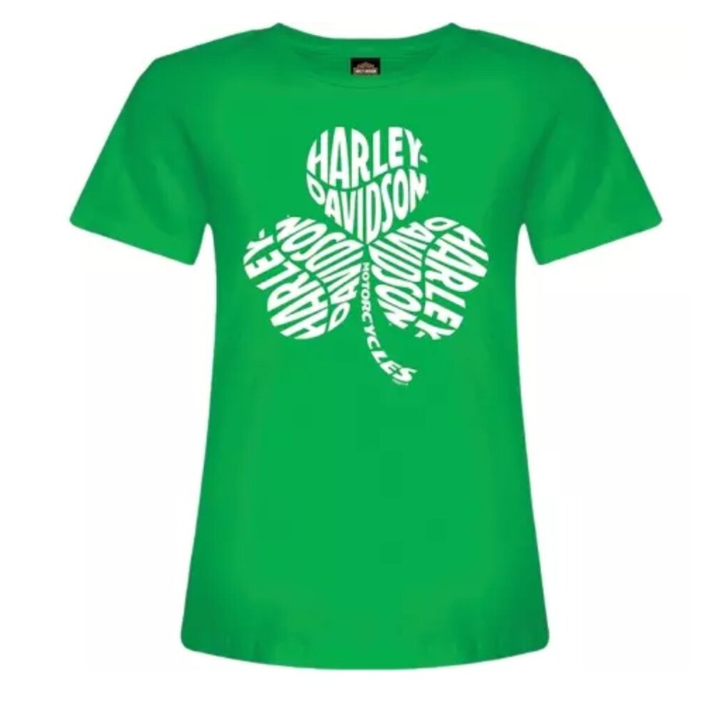 Harley Davidson Women's Green Shamrock Short Sleeve T-shirt - Gowanda, New York